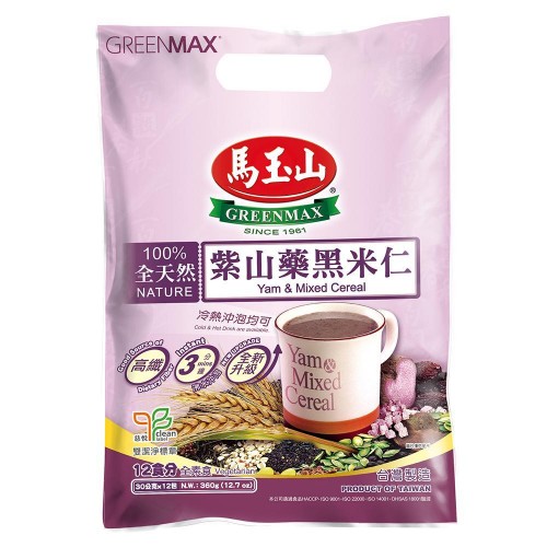 Yam & Mixed Cereal Greenmax 马玉山 紫山药黑米仁 30G X 12Packs