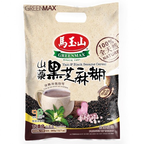 Yam & Black Sesame Cereal Greenmax 马玉山  山药黑芝麻糊 30G X 12Packs