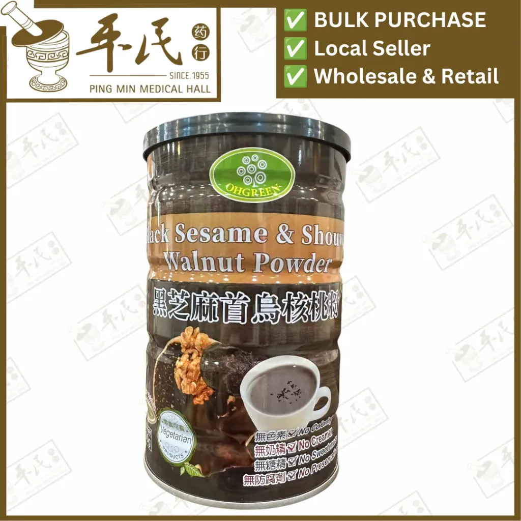 黑芝麻首乌核桃粉/罐.欧穀林.500G.OHGREEN.Black Sesame & Shouwu Walnut Powder. FHZ05